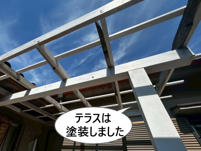 テラス　木枠　塗装